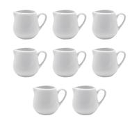 Foreverup 8Pcs Small Milk Jug, 110ML White Ceramic Mini Milk Jug, Mini Creamer Jugs with Milk Spoon Anti-drip Spout Perfect for Coffee Tea Cream Sauce