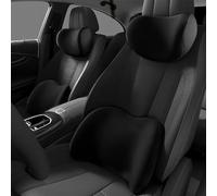 Foreverup Car Lumbar Support Pillow and Car Neck Pillow Kit, Car Headrest Pillow, Car Seat Headrest & Lumbar Cushion with Adjustable Strap, Comfortable and breathable, for Office Chair and Car Seat
