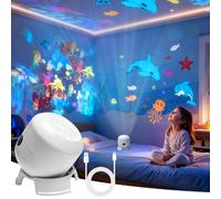 Foreverup Dynamic Rotating LED Projector Light, Colorful Rotating Projection Light, Dynamic Ambient Light Strip Base, Ocean Projector with 360° Rotation, Rechargeable Dimmable for Bedroom, Party, Home
