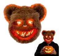 Foreverup Horror Bear Mask, Scary Mask, Bloody Bear Masks | With 3 flash modes, for adults and children, for Halloween costume, carnival party, cosplay, masquerade (brown)