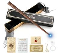 Foreverup Magic Wand with Light, Children's Wizard, 38 cm USB Charging Elder Wand with Entrance Card and Spell Sheet, Necklace, for Witches Magician, Cosplay, Halloween, Carnival, A