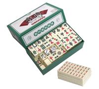 Foreverup Mini Mahjong Set, Mahjong Set Portable Chinese Toy, Chinese Traditional Mahjong Set with With Box、2 Dice and 144 Mahjong tiles for Leisure Travel Party Family Games