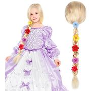 Foreverup Princess Wig Hair for Kids, Rapunzel Wig Girls Princess Wig Rapunzel Plaits Blonde Wig for Fairy Tales, Carnival, Theme Parties, Role Playing (Gold, 85 Cm)