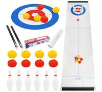 Foreverup Tabletop Curling Game, 17pcs Portable Table Top Shuffleboard & Curling Game, Tabletop Training Family Party Games for Kids and Adults for Travel Home Party