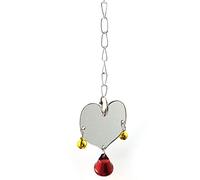 FOReverweihuajz Parrot Bird Mirror Heart Shaped Hanging Bell Climbing Pet Playing Toy Cage Decoration Suitable for small parrots such as macaws and other small birds
