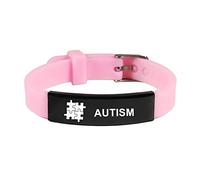 ForeverWill Adjustable Autism Awarensss Silicone Bracelet, Soft Puzzle Autism Wristband for Autistic Son Daughter Boys Girls, Pink
