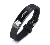 ForeverWill Adjustable Autism Awarensss Silicone Bracelet, Soft Puzzle Autism Wristband for Autistic Son Daughter Boys Girls, Black