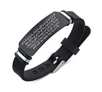 ForeverWill Adjustable Ayatul Kursi Quran Calligraphy Allah Amulet Silicone Strap Bracelet, Powerful Arabic Verse Protection Bangle Wristband Religious Muslim Islamic Faith Jewellery