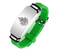 ForeverWill Adjustable Ayatul Kursi Quran Unisex Silicone Bracelet, Islam Arabic Allah Blessing Bangle Wristband, Islamic Muslim Arab Baptism Prayer for Family Friends, Green