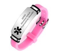 ForeverWill Adjustable Silicone ADHD Attention Deficit Hyperactivity Disorder Awareness Bracelet Medical Alert ID Bangle for Women Men Kids,Pink