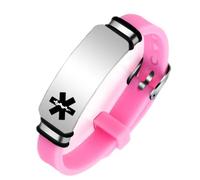 ForeverWill Adjustable Silicone ADHD Attention Deficit Hyperactivity Disorder Awareness Bracelet Personalised Customised Medical Alert ID Bangle for Women Men Kids,Pink