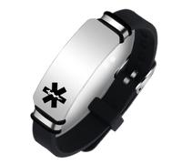 ForeverWill Adjustable Silicone ADHD Attention Deficit Hyperactivity Disorder Awareness Bracelet Personalised Customised Medical Alert ID Bangle for Women Men Kids,Black