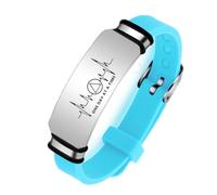 ForeverWill Adjustable Sobriety Silicone Strap Bracelet Recovery Jewellery, AA Symbol Heartbeat Wristband One Day at A Time Inspirational Engraved Bangle, Light Blue
