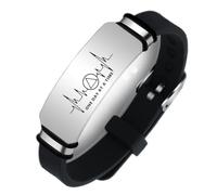 ForeverWill Adjustable Sobriety Silicone Strap Bracelet Recovery Jewellery, AA Symbol Heartbeat Wristband One Day at A Time Inspirational Engraved Bangle, Black