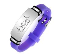 ForeverWill Adjustable Sobriety Silicone Strap Bracelet Recovery Jewellery, AA Symbol Heartbeat Wristband One Day at A Time Inspirational Engraved Bangle, Purple