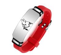 ForeverWill Adjustable Viking Fenrir Wolf Silicone Bracelet,Inspirational Wolf Faith Wolves Spirit I Am A Wolf Wristband Wolf Fans Jewellery Gifts for Men Women Adults Kids, Red