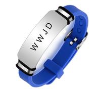ForeverWill Adjustable WWJD Silicone Bracelet for Adults Kids, What Would Jesus Do Inspirational Christ Jesus Spirit Faith Wristband Christian Jewellery for Women Men Children, Blue