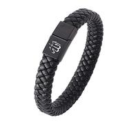 ForeverWill Arabic God Allah Bracelet Black Muslim Islamic Quran God Faith Symbol Leather Cuff Bangle with Magnetic Clasp Men Women's Islam Religious Jewellery Gifts,8.07 Inch
