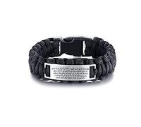 ForeverWill Handmade Braided Arabic Ayatul Kursi Quran Calligraphy Amulet Paracord Bracelet for Men Muslim Allah Protection Cuff Bangle Islamic Religious Talisman Jewellery, 9 Inch, Black