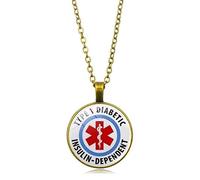 ForeverWill Medical Alert Diabetic Necklace for Women Men Type 1 Diabetes Awareness Pendant Chain Diabetic Jewelry for Teens Adults