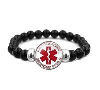 ForeverWill Medical Type 2 Diabetes Awareness Bracelets for Kids Women Men Medic Alert Diabetic Bead Bracelet for Girls Boys Teens Adults,7 Inches