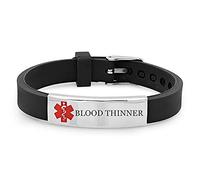 ForeverWill Men Women's Satinless Steel Silicone Medical Alert Blood Thinner Awareness Bracelet Star of Life Medic Disease Type Alarm Wristband for Blood Thinner Patient