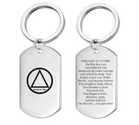 ForeverWill NA AA Sober Sobriety Stainless Steel Inspirational Soberness Keychain Tag Narcotics Alchohol Addiction Recovering Gift for Women Men,1-10 Years One Day at A Time You Got Sober