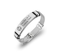 ForeverWill Sober Surgery Sobriety Gifts Personalized Stainless Steel Inspirational AA NA Alcoholics Anonymous Addiction Recovering Bracelet for Women Men in Recovery 1,2,3,4,5,6 Years