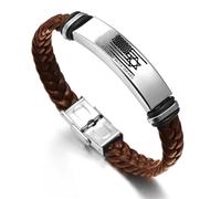 ForeverWill Support for Israel Jewellery, I Stand with Israel Leather Bracelet, National Flags Friendship Bangle, Jewish Star of David Israeli Wristband for Men Women, Brown