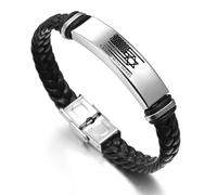 ForeverWill Support for Israel Jewellery, I Stand with Israel Leather Bracelet, National Flags Friendship Bangle, Jewish Star of David Israeli Wristband for Men Women, Black