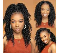 Forevery Faux Locs Crochet Hair 12 Inch Goddess Locs Crochet Hair 6 Packs Prelooped Crochet Hair for Black Women, River locs Crochet Hair With Curly Ends 1B