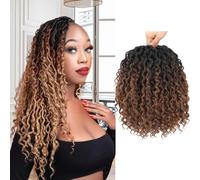 Forevery Goddess Locs Crochet Hair Pre Looped Crochet Hair for Black Women 10 Inch 6 Packs Crochet Faux Curls with Curly Ends Ombre Brown T1b/4/30