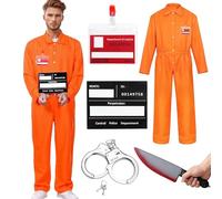 Forfamy Prisoners Costume Prisoners Convict Costume for Halloween Cosplay Dress Up (XXL)