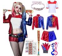Forfamy Quinn Costume Quinn Fancy Dress for Kids Adult Halloween Villain Costume for Halloween Cosplay (Adults, XL)
