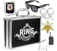 ForFine Ring Security Wedding Ring Bearer Gifts Box Case Briefcase Include Police Officer Badge, Sunglass, Badge, Spy Earpiece, Intercom, Handcuffs