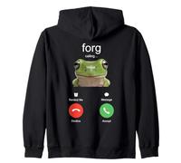 Forg Calling Funny Meme Frog is Calling Misspelled Zip Hoodie