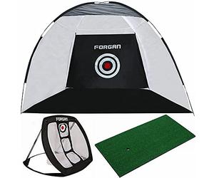 Forgan Golf 3-in-1 Practice Centre with 3m/10ft Hitting Net, 80cm Chipping Net and Mat