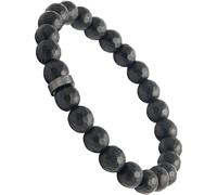Forge & Foundry 8mm Faceted Matte Black Onyx Beaded Bracelet | Custom Signature Black Stainless Steel Bead | ‘Pindar’ | Refined Hand-Crafted Jewelry, Designed by Jewelers, Forged for Men - Large