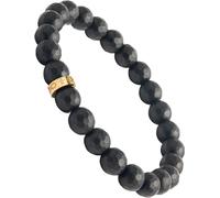 Forge & Foundry 8mm Faceted Matte Black Onyx Beaded Bracelet | Custom Signature Gold Stainless Steel Bead | ‘Pindar’ | Refined Hand-Crafted Jewelry, Designed by Jewelers, Forged for Men - Medium