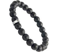Forge & Foundry 8mm Faceted Matte Black Onyx Beaded Bracelet | Custom Signature Silver Stainless Steel Bead | ‘Pindar’ | Refined Hand-Crafted Jewelry, Designed by Jewelers, Forged for Men - Medium