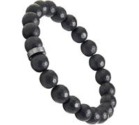 Forge & Foundry 8mm Faceted Matte Black Onyx Beaded Bracelet | Custom Signature Stainless Steel Bead | ‘Pindar’ (10mm Black, Large)