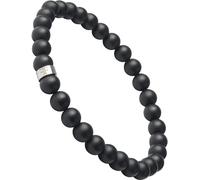 Forge & Foundry Men’s Matte Black Solid Onyx Beaded Bracelet | Polished 18K Gold Plated or Polished Stainless Steel Signature Bead and Single Gloss Bead | Andalus (Large, 6mm Silver)