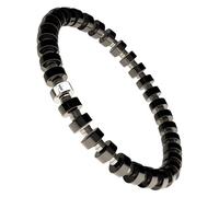 Forge & Foundry Men’s Matte Black Solid Onyx Beaded Bracelet | Polished 18K Gold-Plated, Polished Stainless Steel or Polished Black Signature Bead Options | Andalus, M, Onyx, on