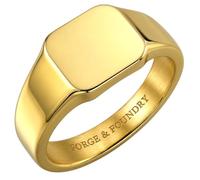 Forge & Foundry Men Stainless Steel Plain Signet Ring (18K Gold Plated, X)