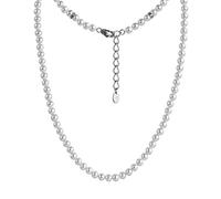 Forge & Foundry Men's 6mm Shell Pearl Necklace with Polished Stainless Steel Artist-Designed Custom Beads | Refined Hand-Crafted Jewelry, Designed by Jewelers, Forged for Men