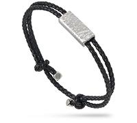 Forge & Foundry Men's Adjustable Black Twisted Leather Bracelet | Design-Led, Artisan Jewellery From London (Daplyn (Silver Etched Clasp)