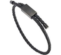 Forge & Foundry Men's Adjustable Black Twisted Leather Bracelet | Design-Led, Artisan Jewellery From London (Drapers (Black Single Clasp))