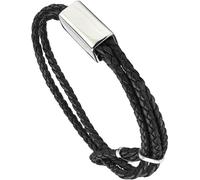 Forge & Foundry Men's Adjustable Black Twisted Leather Bracelet | Design-Led, Artisan Jewellery From London - Drayton (Silver Clasp)