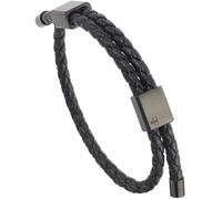 Forge & Foundry Men's Adjustable Black Twisted Leather Bracelet | Design-Led, Artisan Jewellery From London (Drapers (Black Double Clasp))