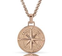 Forge & Foundry Men's Compass Pendant Necklace with 21” Wheat Chain and Extender Included | 2.0 Navigator - Rose Gold